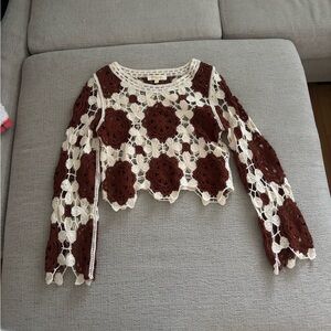 Brown and white crochet top!